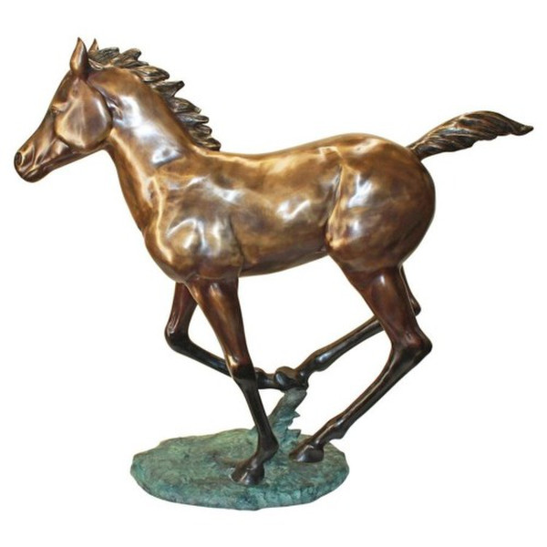 Galloping Horse Foal Cast Bronze Garden Statue Pony Running Sculpture
